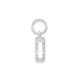 Sterling Silver Letter B Charm Pendant, Polished Block Initial, Unisex or Womens Jewelry
