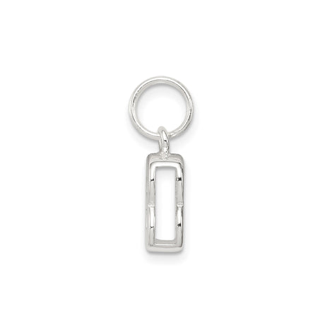 Sterling Silver Letter B Charm Pendant, Polished Block Initial, Unisex or Womens Jewelry