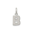 Sterling Silver Letter B Charm Pendant, Polished Block Initial, Unisex or Womens Jewelry