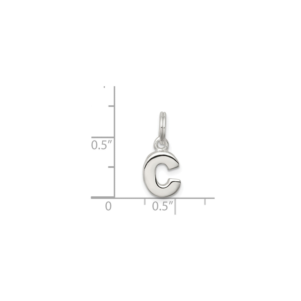Sterling Silver C Pendant, Bold Alphabet Charm with Polished Finish, Unisex Initial Jewelry