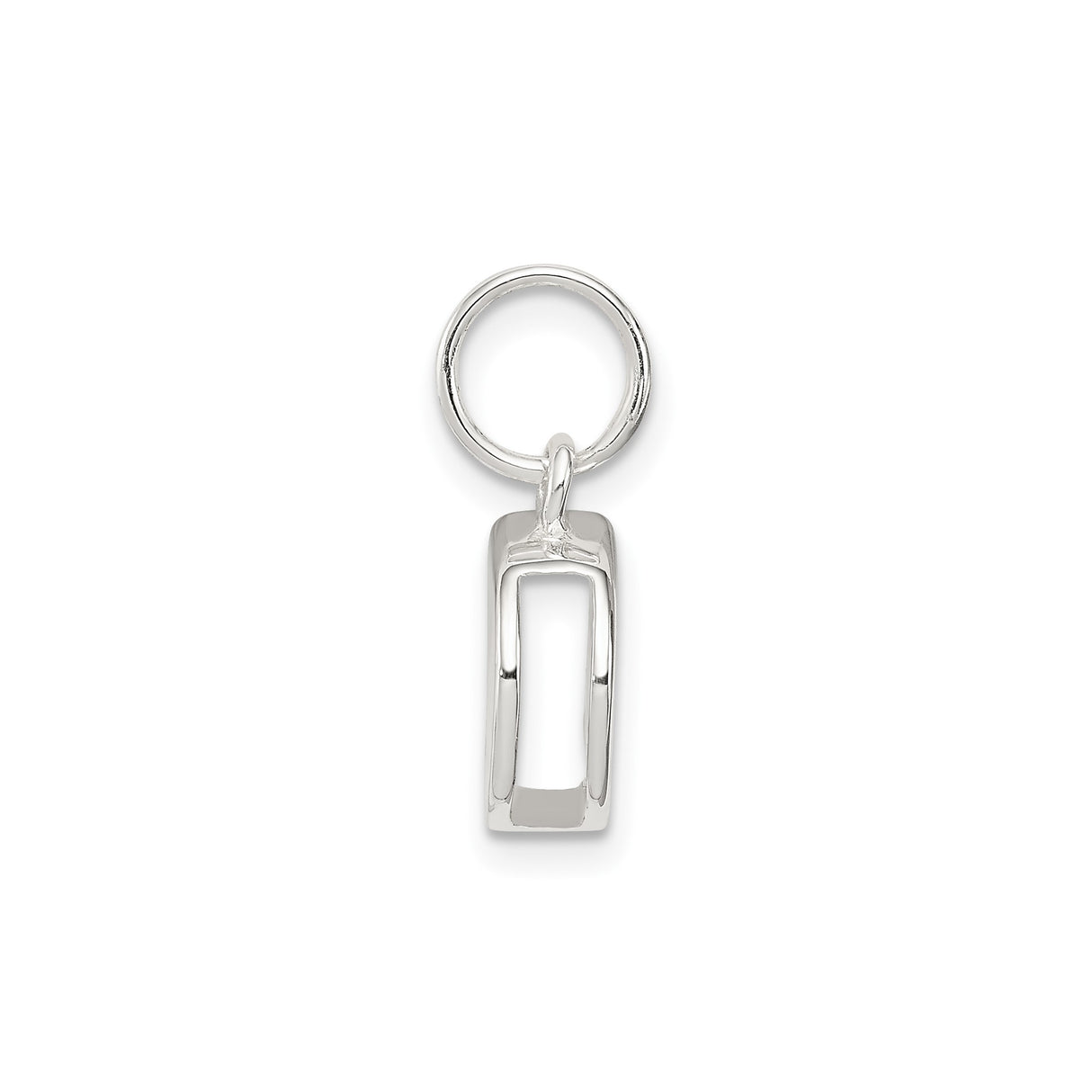 Sterling Silver Letter D Charm Pendant, Polished Block Initial Monogram Jewelry