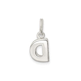 Sterling Silver Letter D Charm Pendant, Polished Block Initial Monogram Jewelry