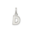 Sterling Silver Letter D Charm Pendant, Polished Block Initial Monogram Jewelry