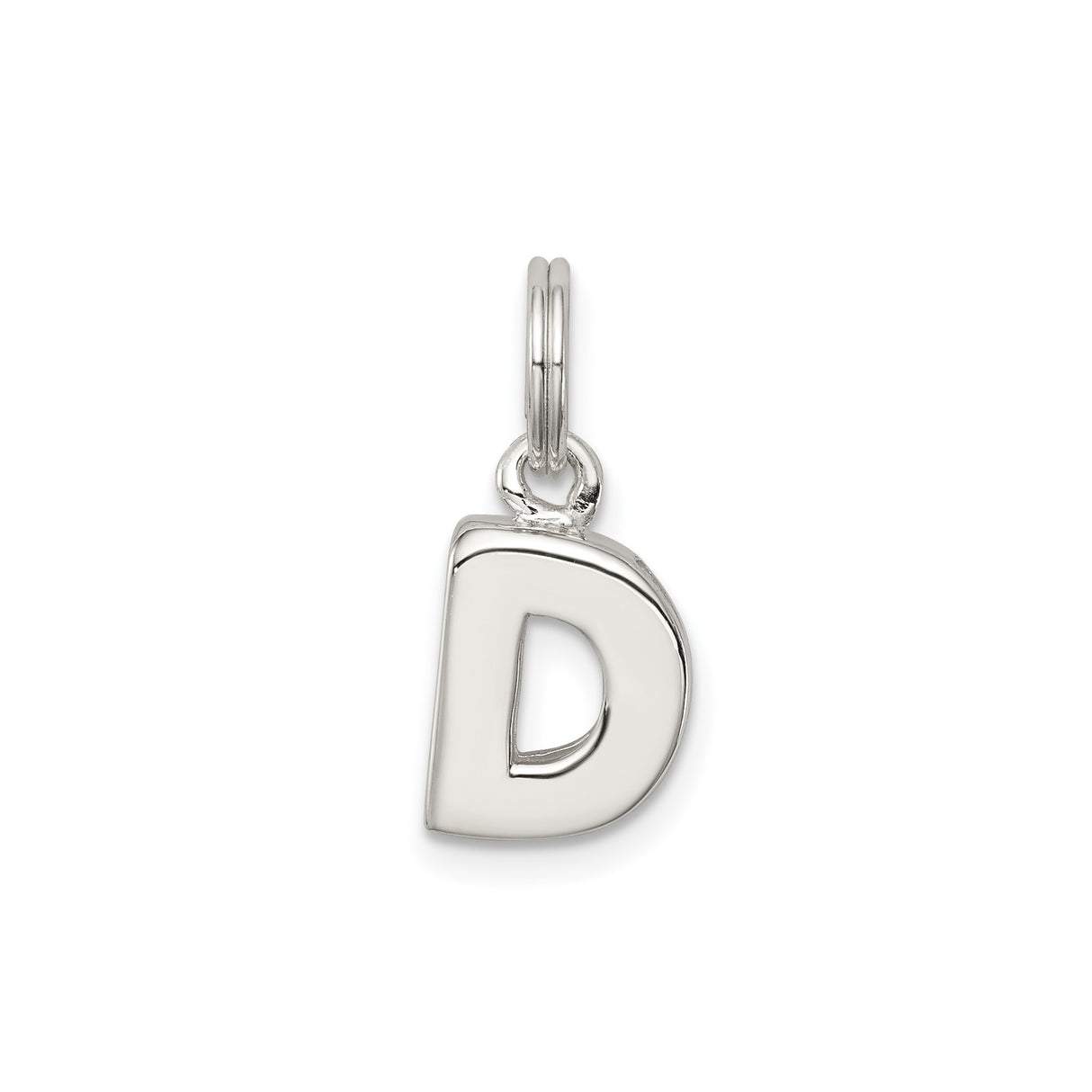 Sterling Silver Letter D Charm Pendant, Polished Block Initial Monogram Jewelry