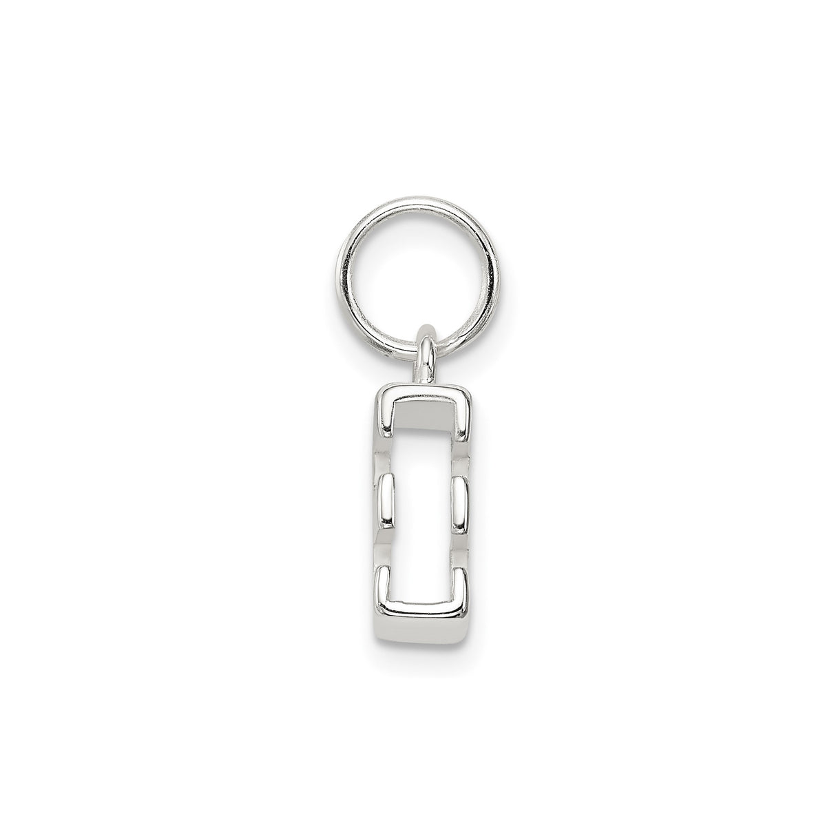 Sterling Silver Initial E Pendant, Polished Block Letter Charm for Necklace or Bracelet