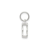 Sterling Silver Initial E Pendant, Polished Block Letter Charm for Necklace or Bracelet