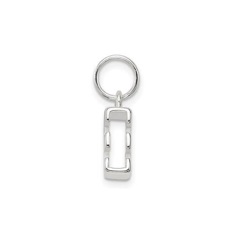 Sterling Silver Initial E Pendant, Polished Block Letter Charm for Necklace or Bracelet