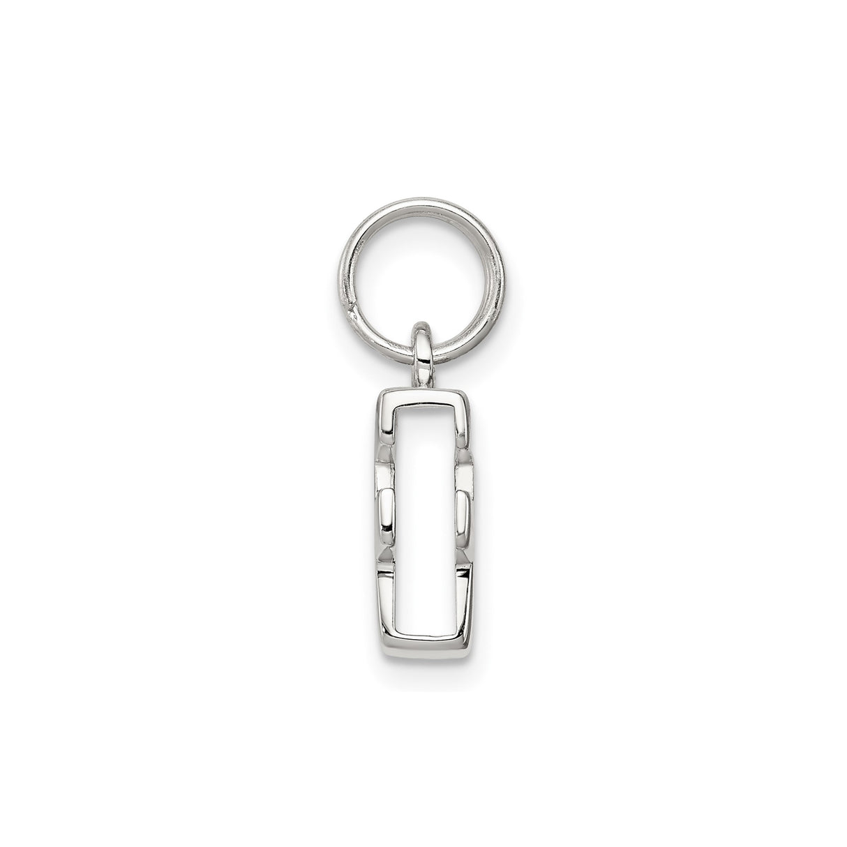 Sterling Silver Letter F Pendant Charm, Polished Block Initial for Women or Unisex Wear