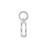 Sterling Silver Letter F Pendant Charm, Polished Block Initial for Women or Unisex Wear