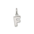 Sterling Silver Letter F Pendant Charm, Polished Block Initial for Women or Unisex Wear