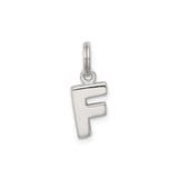 Sterling Silver Letter F Pendant Charm, Polished Block Initial for Women or Unisex Wear