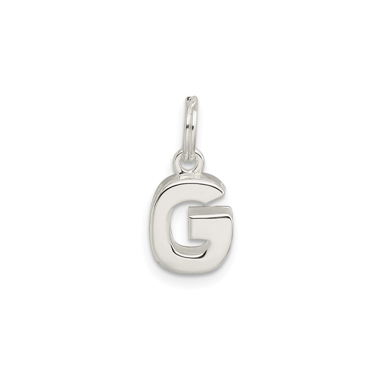 Sterling Silver Initial Pendant Charm, Letter G Block Design, Modern Monogram Jewelry