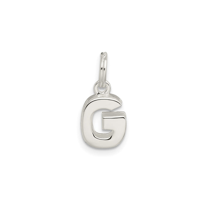 Sterling Silver Initial Pendant Charm, Letter G Block Design, Modern Monogram Jewelry