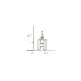 Sterling Silver Pendant Charm with Polished Block Letter H Initial Design