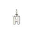 Sterling Silver Pendant Charm with Polished Block Letter H Initial Design