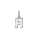 Sterling Silver Pendant Charm with Polished Block Letter H Initial Design