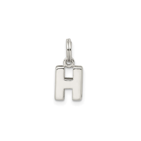Sterling Silver Pendant Charm with Polished Block Letter H Initial Design