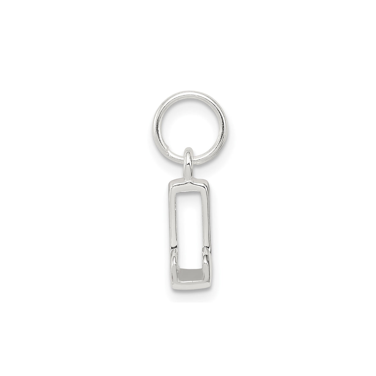 Sterling Silver Initial J Charm Pendant, Block Letter Design, Polished Finish, Unisex Jewelry