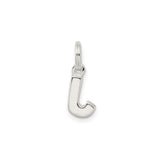 Sterling Silver Initial J Charm Pendant, Block Letter Design, Polished Finish, Unisex Jewelry