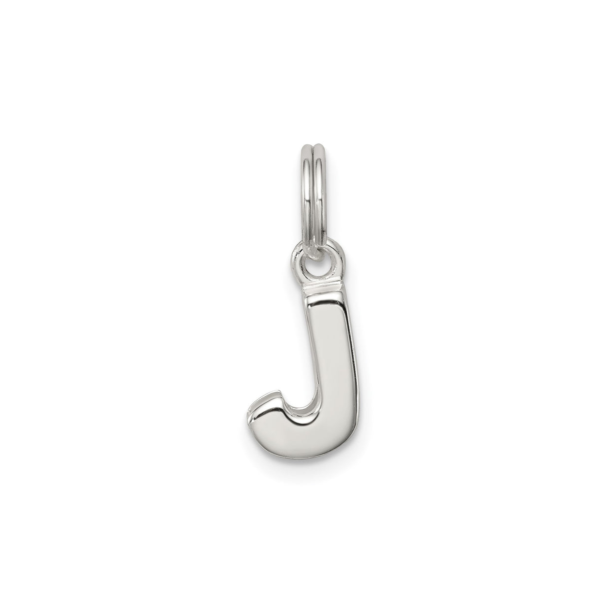 Sterling Silver Initial J Charm Pendant, Block Letter Design, Polished Finish, Unisex Jewelry