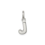 Sterling Silver Initial J Charm Pendant, Block Letter Design, Polished Finish, Unisex Jewelry