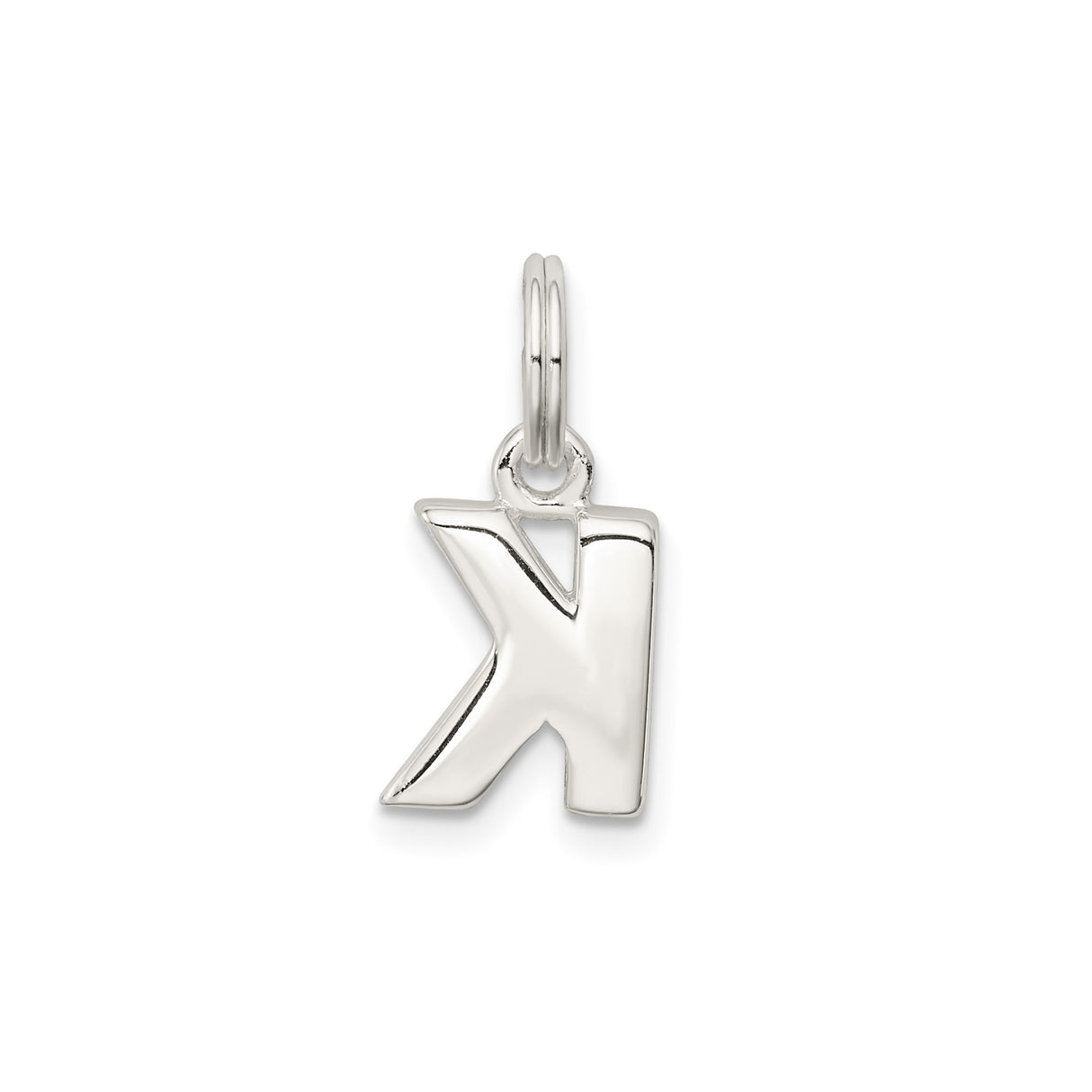 Sterling Silver Initial K Pendant Charm, Polished Block Letter, Unisex Alphabet Design