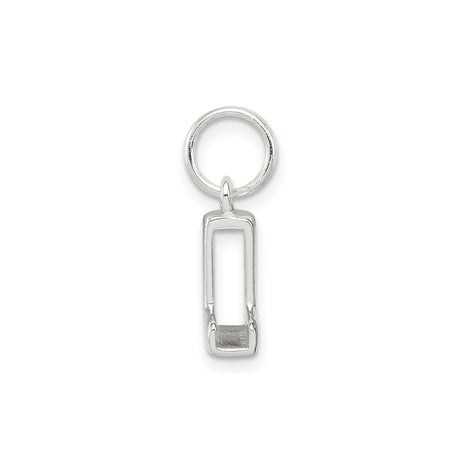 Sterling Silver Initial L Pendant Charm, Block Letter Design, Polished Monogram Jewelry