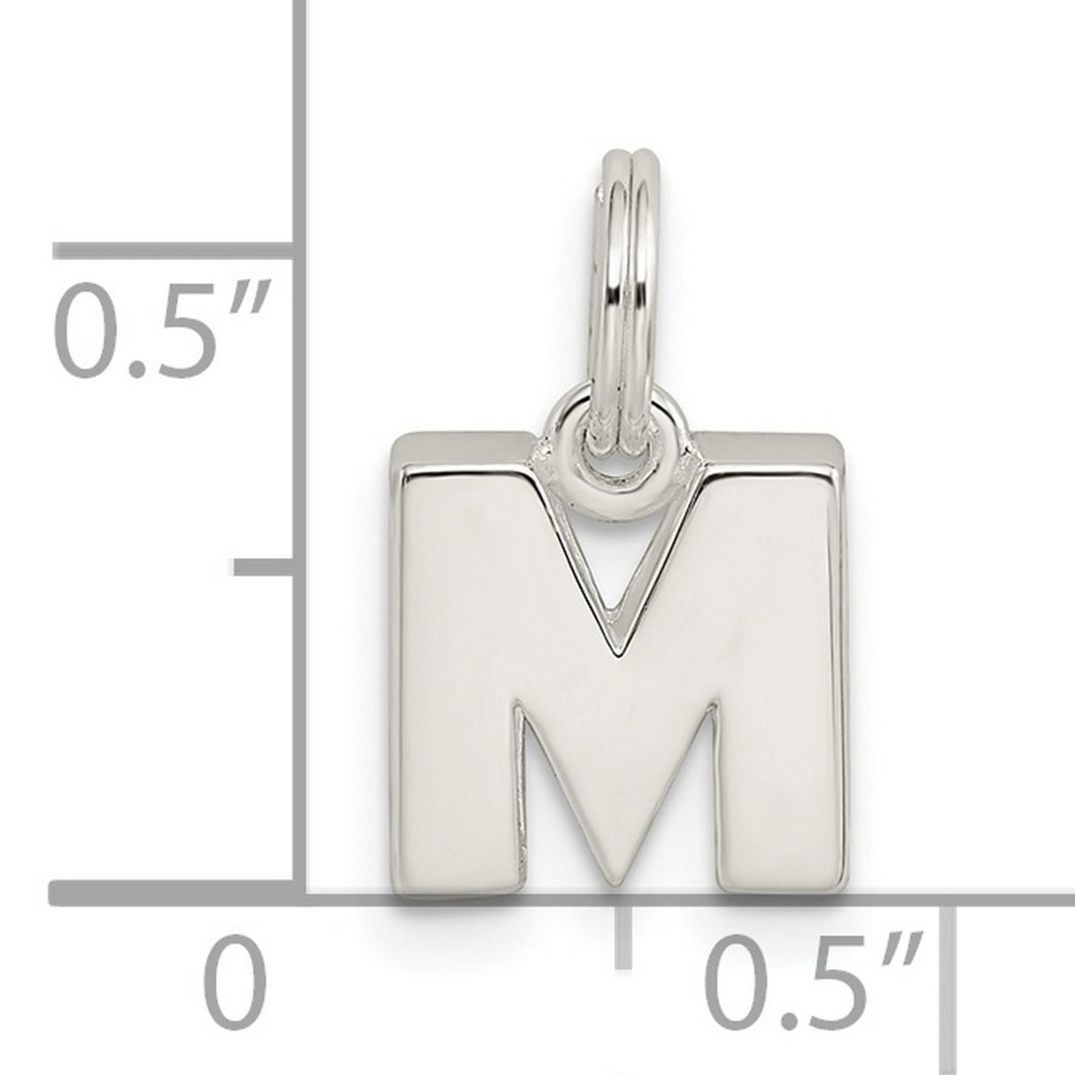 M Charm Pendant in Real 925 Sterling Silver