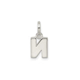 Sterling Silver Initial N Pendant, Block Style Letter Charm for Women and Men