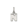 Sterling Silver Initial N Pendant, Block Style Letter Charm for Women and Men
