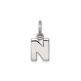 Sterling Silver Initial N Pendant, Block Style Letter Charm for Women and Men
