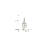 Sterling Silver Letter P Pendant Charm, Block Initial Design for Women or Unisex Use