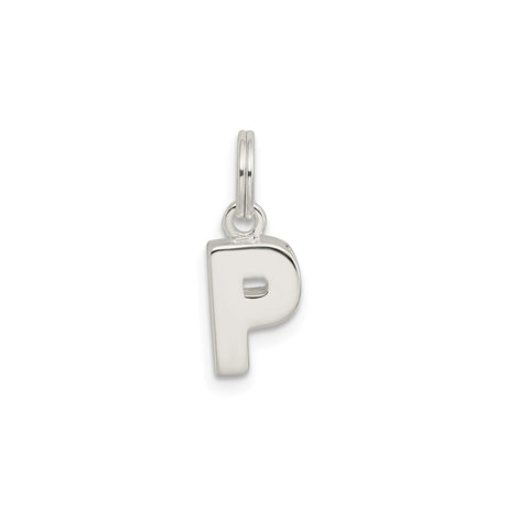 Sterling Silver Letter P Pendant Charm, Block Initial Design for Women or Unisex Use