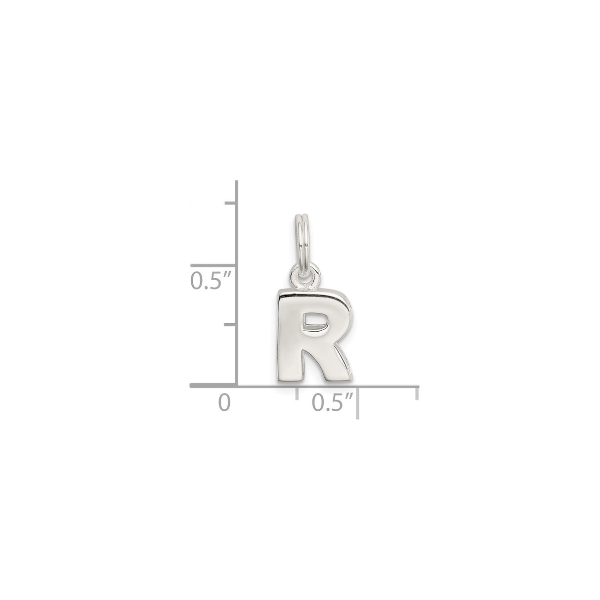 Sterling Silver Initial Pendant, Block Letter R Charm, Polished Monogram Jewelry