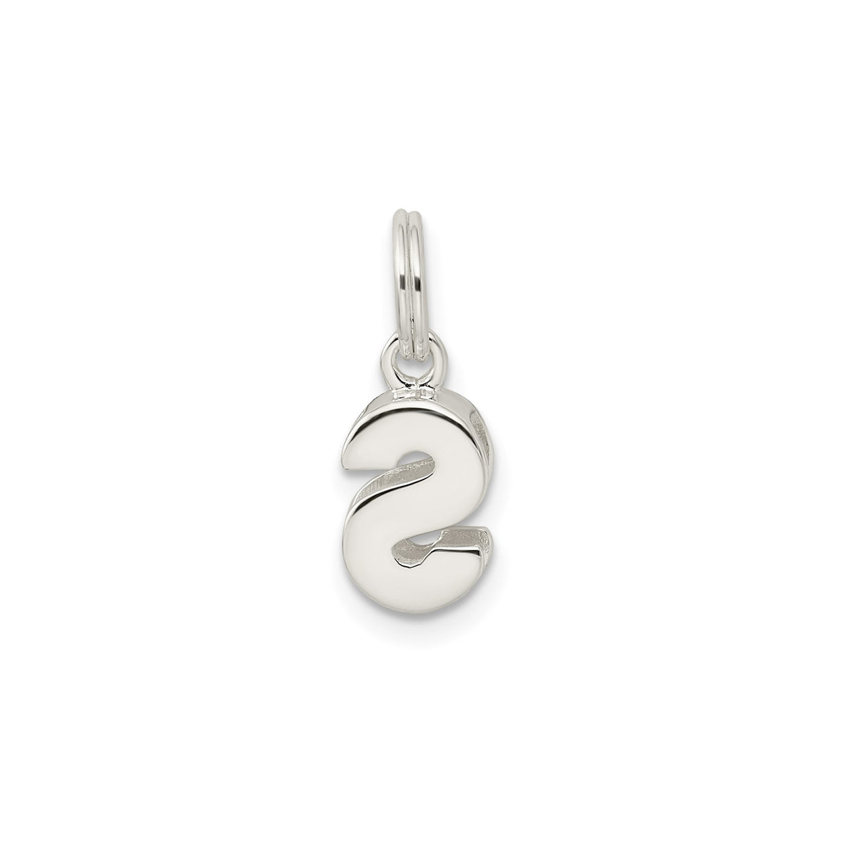 Sterling Silver Pendant with Polished Letter S, Modern Alphabet Charm for Necklace or Bracelet