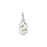Sterling Silver Pendant with Polished Letter S, Modern Alphabet Charm for Necklace or Bracelet