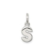 Sterling Silver Pendant with Polished Letter S, Modern Alphabet Charm for Necklace or Bracelet