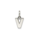 Sterling Silver Letter V Pendant Charm, Polished Initial Jewelry for Necklace or Bracelet