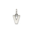 Sterling Silver Letter V Pendant Charm, Polished Initial Jewelry for Necklace or Bracelet