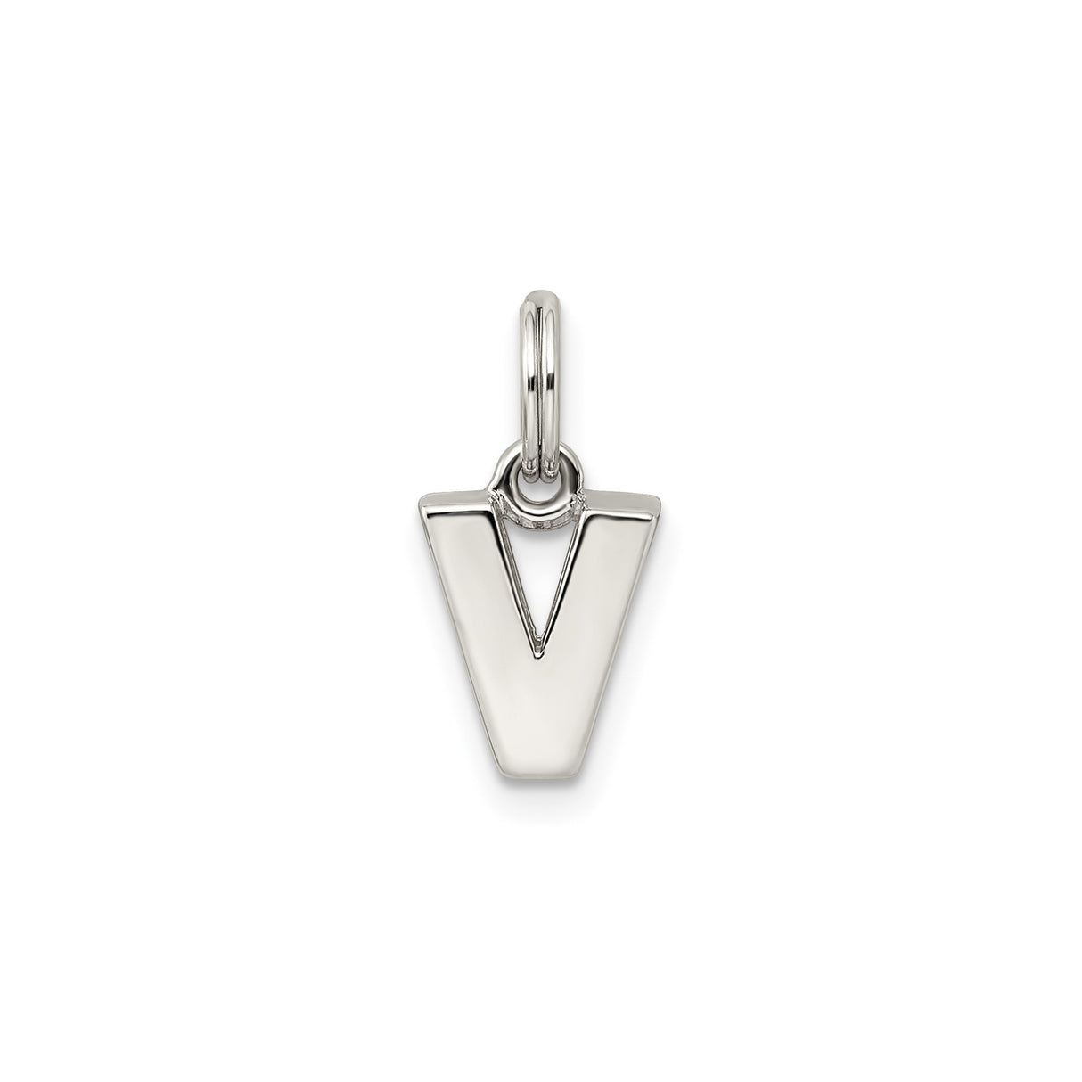 Sterling Silver Letter V Pendant Charm, Polished Initial Jewelry for Necklace or Bracelet