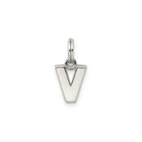 Sterling Silver Letter V Pendant Charm, Polished Initial Jewelry for Necklace or Bracelet