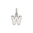Sterling Silver Initial W Pendant Charm, Polished Block Letter Monogram Jewelry for Women or Unisex