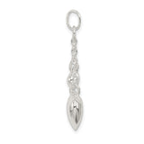 Sterling Silver Heart Dangle Pendant with Polished Double Hearts on Delicate Chains