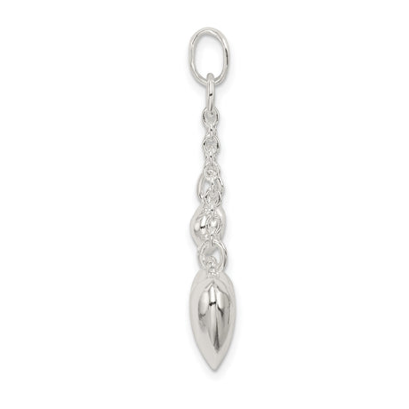 Sterling Silver Heart Dangle Pendant with Polished Double Hearts on Delicate Chains