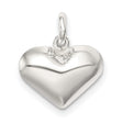 Polished Puff Heart Charm Pendant in Real 925 Sterling Silver