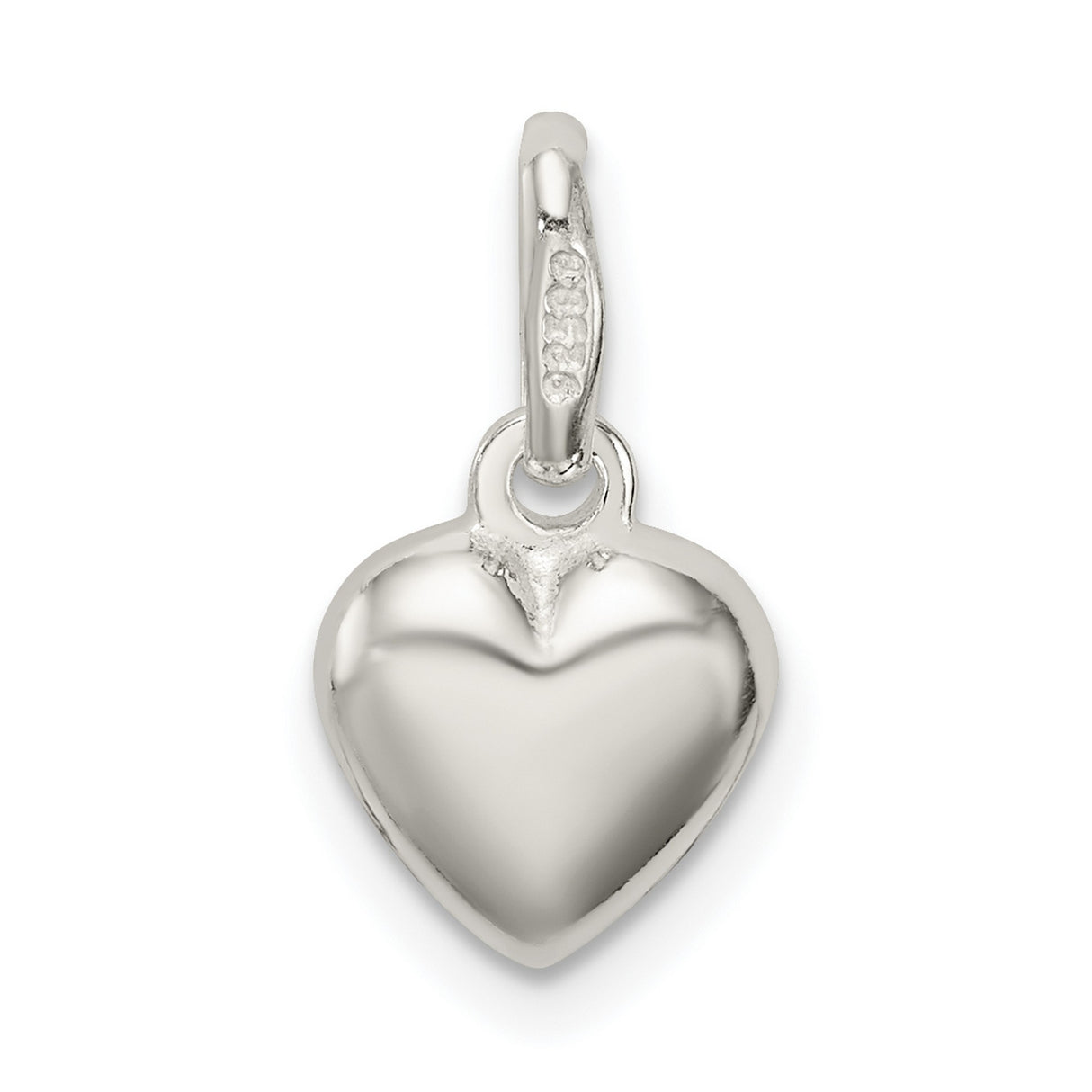 Sterling Silver Heart Pendant, Smooth Polished Charm with Classic Heart Design for Women