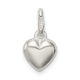 Sterling Silver Heart Pendant, Smooth Polished Charm with Classic Heart Design for Women