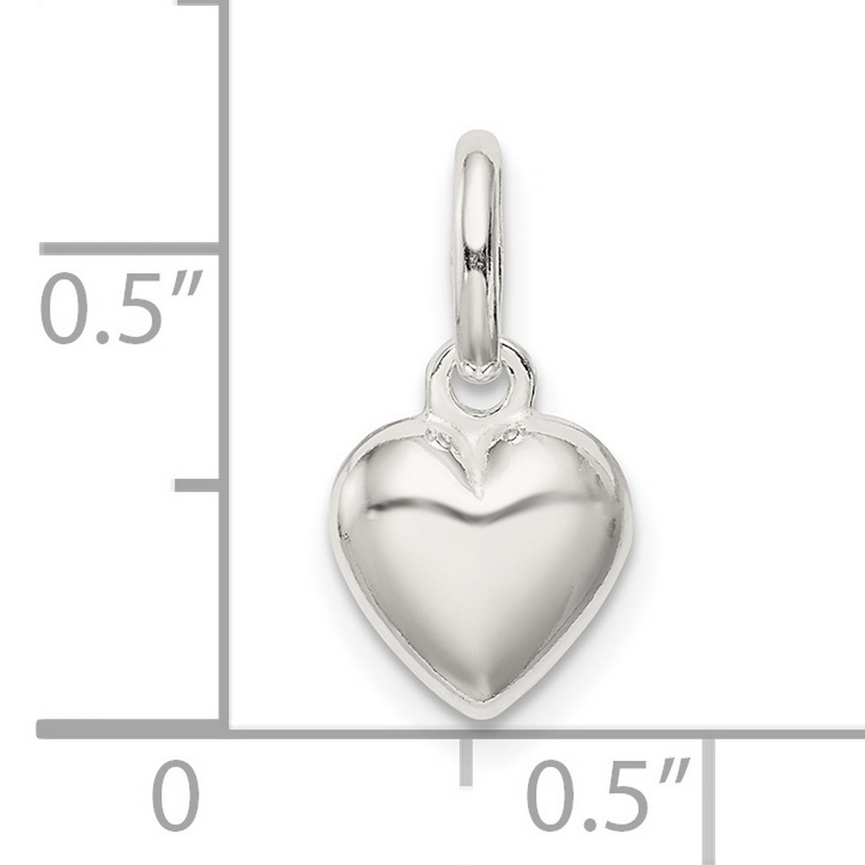 Sterling Silver Heart Pendant, Smooth Polished Charm with Classic Heart Design for Women
