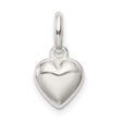 Sterling Silver Heart Pendant, Smooth Polished Charm with Classic Heart Design for Women