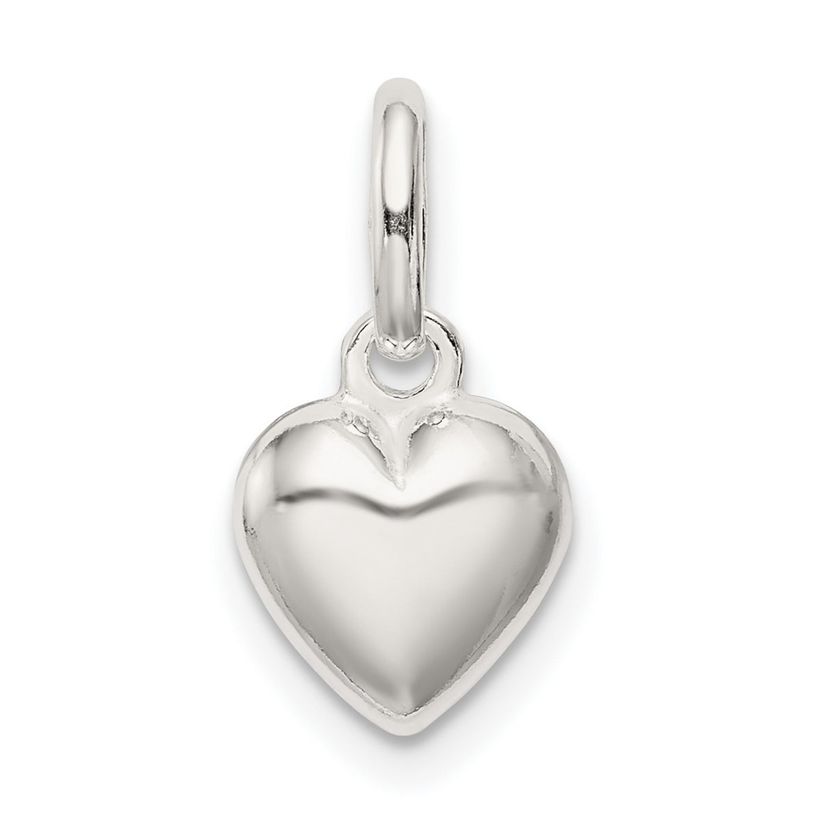 Sterling Silver Heart Pendant, Smooth Polished Charm with Classic Heart Design for Women